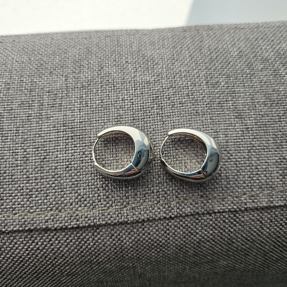 Authentic Celine Silver Dome Hoop Earrings - Picture 2 of 2